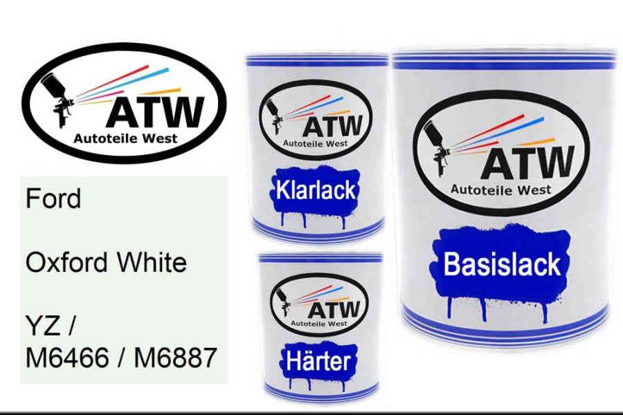 Ford, Oxford White, YZ / M6466 / M6887: 1L Lackdose + 1L Klarlack + 500ml Härter - Set, von ATW Autoteile West.